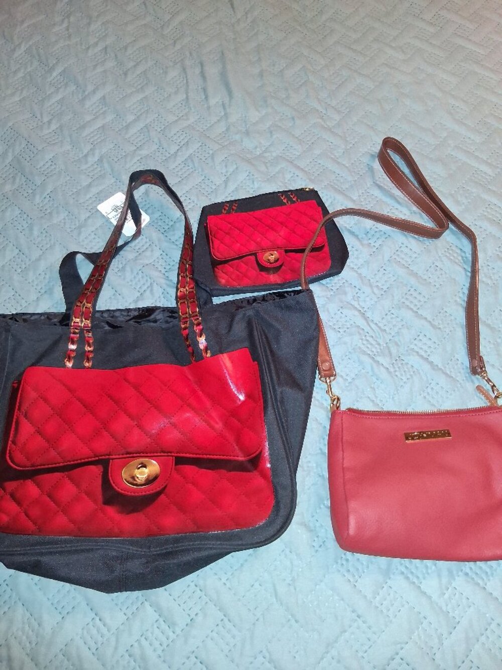 Joy & Iman Crossbody, Tote & Makeup Bag Bundle